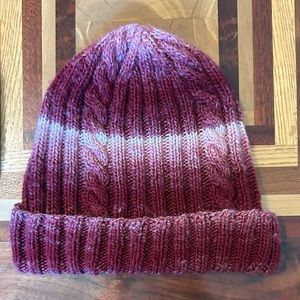 Hand knit one of a kind beanie - stripe and cable design